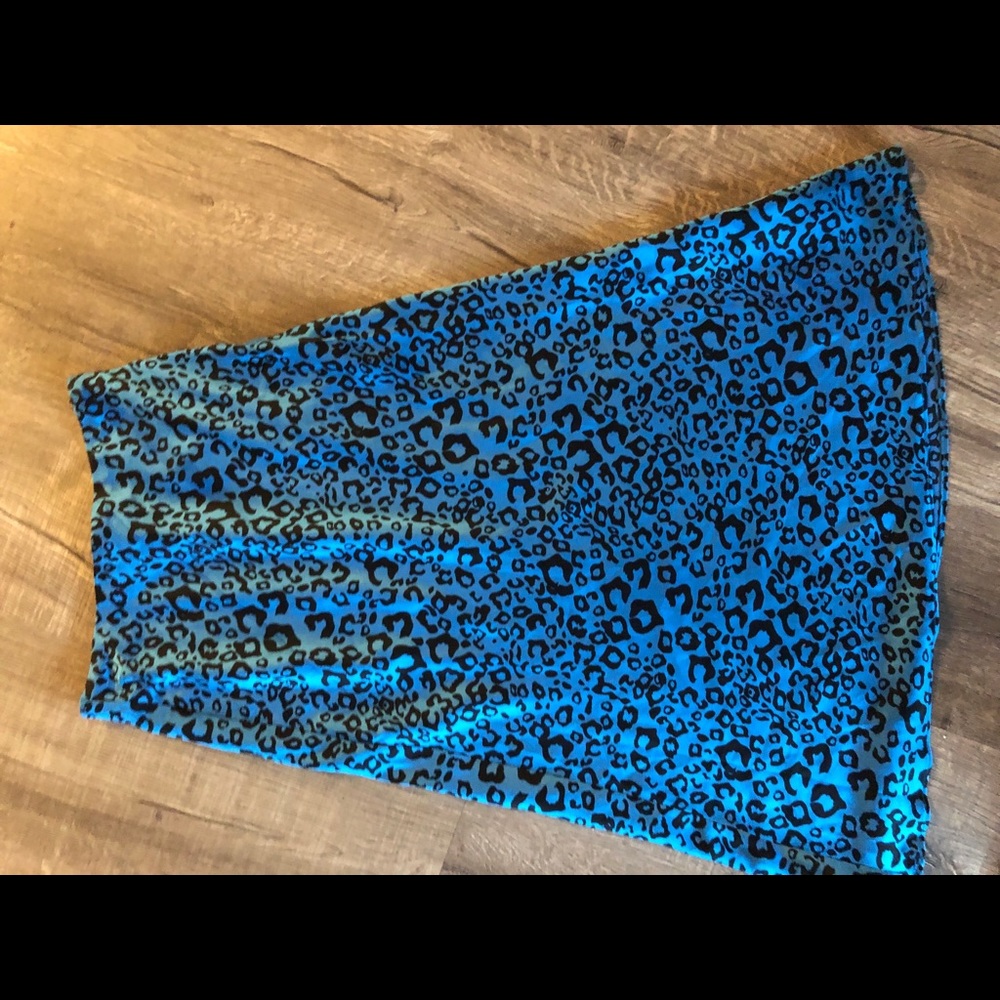 Aqua blue leopard maxi skirt XS